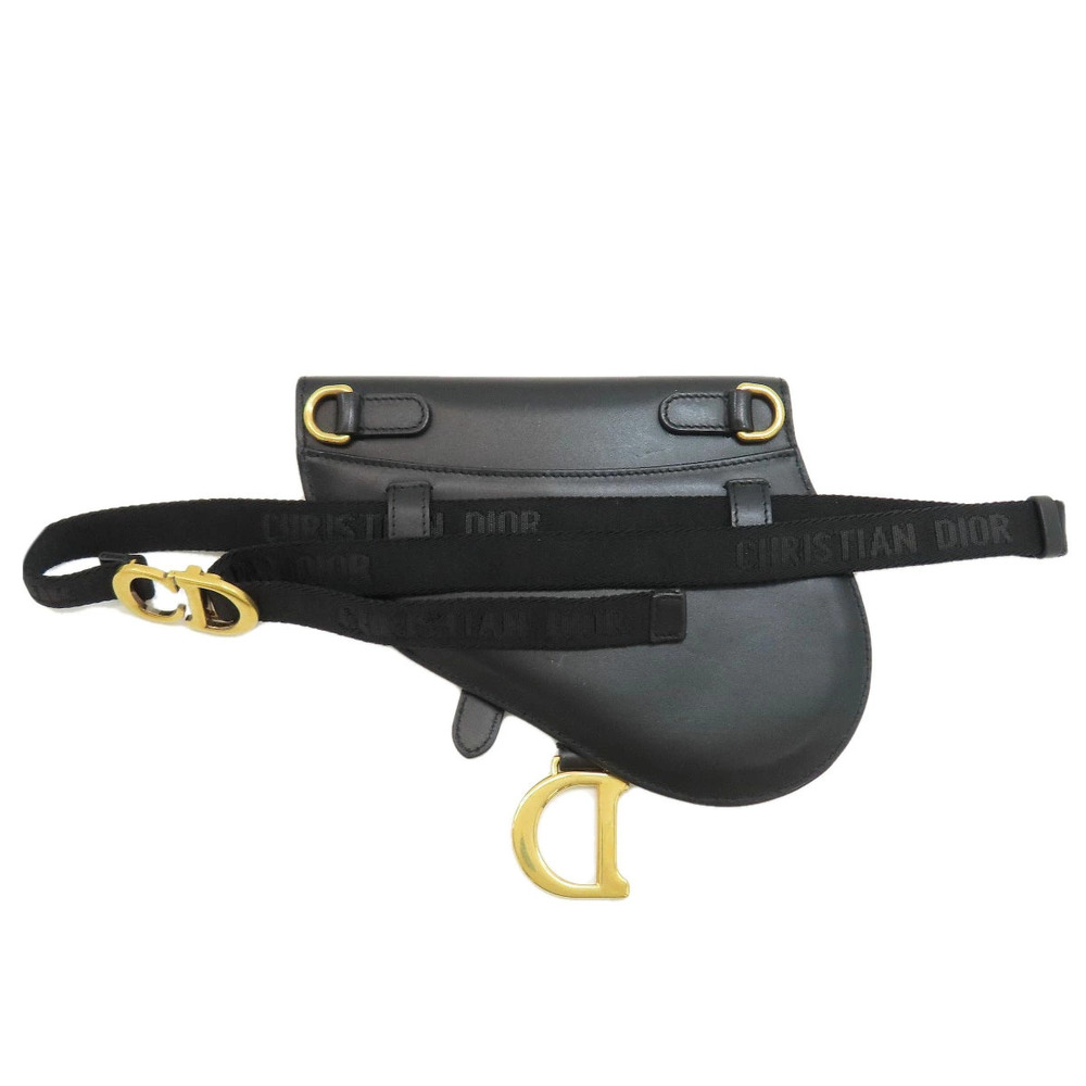 Dior Bag Saddle Calfskin Waist Christian  Hip Black